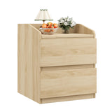 Garvee Table de Chevet Moderne Sans Poignée avec 2 Tiroirs Bois Clair Pour Chambre à Coucher 23.62L x 15.75D x 22.83H - 