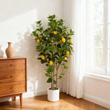 Garvee Citronnier artificiel réaliste de 150 cm, en plastique et soie synthétique, sans entretien, pour salon et bureau, blanc - Blanc