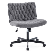 Garvee chaise de bureau criss cross à roulettes, assise large, pivotante à 360°, structure en métal, sans accoudoirs, design moderne pour bureau à domicile et coiffeuse, 66 cm, noire