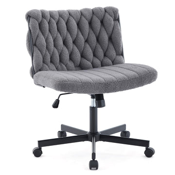 Garvee chaise de bureau criss cross à roulettes, assise large, pivotante à 360°, structure en métal, sans accoudoirs, design moderne pour bureau à domicile et coiffeuse, 66 cm, noire