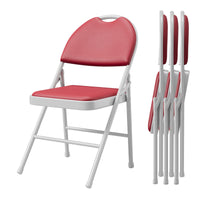 Ensemble de 4 chaises pliantes Garvee avec revêtement en cuir PU, structure métallique pliable, rouge, pour le camping et le bureau