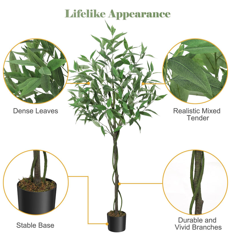 Feuillage vert et vert argenté réaliste de l'arbre eucalyptus artificiel