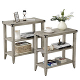 Garvee Lot de 2 tables de chevet rustiques à 3 niveaux, hauteur 60 cm, pour salon, chambre et petits espaces, gris