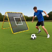 Garvee Filet de rebond de football 120 x 120 cm, angle réglable, double face, cadre en acier, filet en PE tous temps