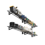 Garvee Étagère murale robuste lot de 2, en métal et acier, avec crochets, pour garage, atelier ou abri de jardin, 1,8m (1,83m), noir - 1 x 6 Fuß
