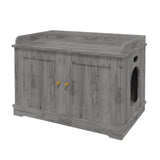 Garvee Meuble Cache Litière Chat en Bois, Design Moderne avec Double Porte et Ventilation, Armoire pour Bac à Litière pour Chat, Gris - Gris