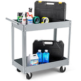 Garvee Chariot à Outils 2 Niveaux Acier Robuste 15 kg Atelier Garage 74 x 38,5 x 81,5 cm - Gris