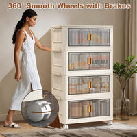 Garvee Boîtes de rangement empilables avec couvercles, roulettes, pliables, en plastique PP, robustes et mobiles, idéales pour la maison et le bureau.