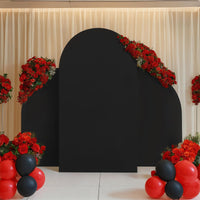 Ensemble de housses pour arche de mariage Garvee - Housse en spandex double face - Arche en forme de U de 2,2 m et arche en croissant de 1,5 m - Noir - Décoration de fête