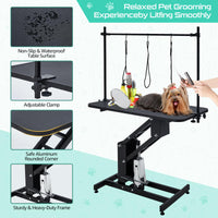 Garvee Table de toilettage hydraulique pour chiens, hauteur réglable, pour le bain, la coupe et le stylisme, 110 × 61 cm, panneau MDF, stable et antidérapante