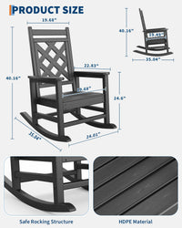 Fauteuil à bascule d'extérieur Garvee en PEHD imitation bois pour terrasse et jardin, capacité de charge de 172 kg, ergonomique, robuste et résistant aux intempéries