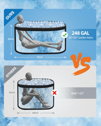 Baignoire glacée Garvee pour athlètes, 248 gallons (930 litres), ovale, portable, en PVC et fibre de verre, couvercle isolé, pour la récupération