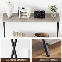 Console étroite Garvee, 2 niveaux, style industriel, bois MDF et métal, pour salon et entrée, 85 cm (L) x 30 cm (l) x 81 cm (H), noire