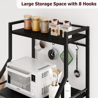 Étagère de cuisine Garvee Bakers Rack à 5 niveaux, 2 paniers métalliques, 8 crochets, en MDF et acier robustes, noir rustique, idéale pour la cuisine et le coin café.