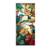 Film adhésif statique en PVC Garvee Retro, motif colibri et fleurs, protection UV, 45 x 100 cm, pour la décoration de douches et de fenêtres.