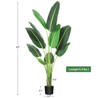Garvee Oiseau de Paradis Artificiel 152 cm, 10 Troncs Ajustables, Plante Réaliste avec Pot Stable, Intérieur et Extérieur