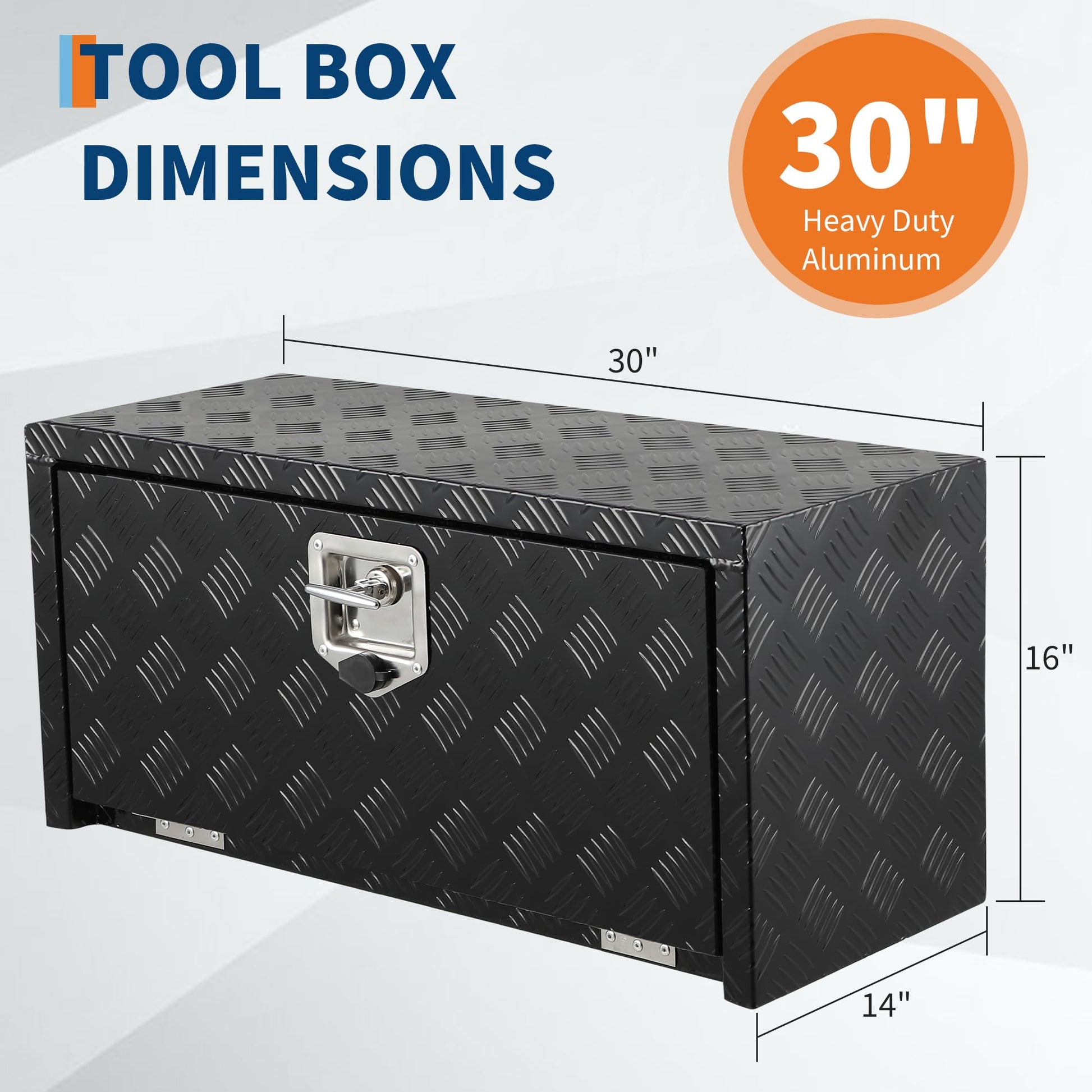 Coffre à outils Garvee 24" en aluminium, étanche, robuste et verrouillable, avec poche en filet, pour pick-up, camping-car et camion.