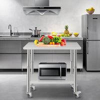 Garvee Table de travail en acier inoxydable 91 × 61 cm, plan professionnel avec roulettes pour cuisine et atelier
