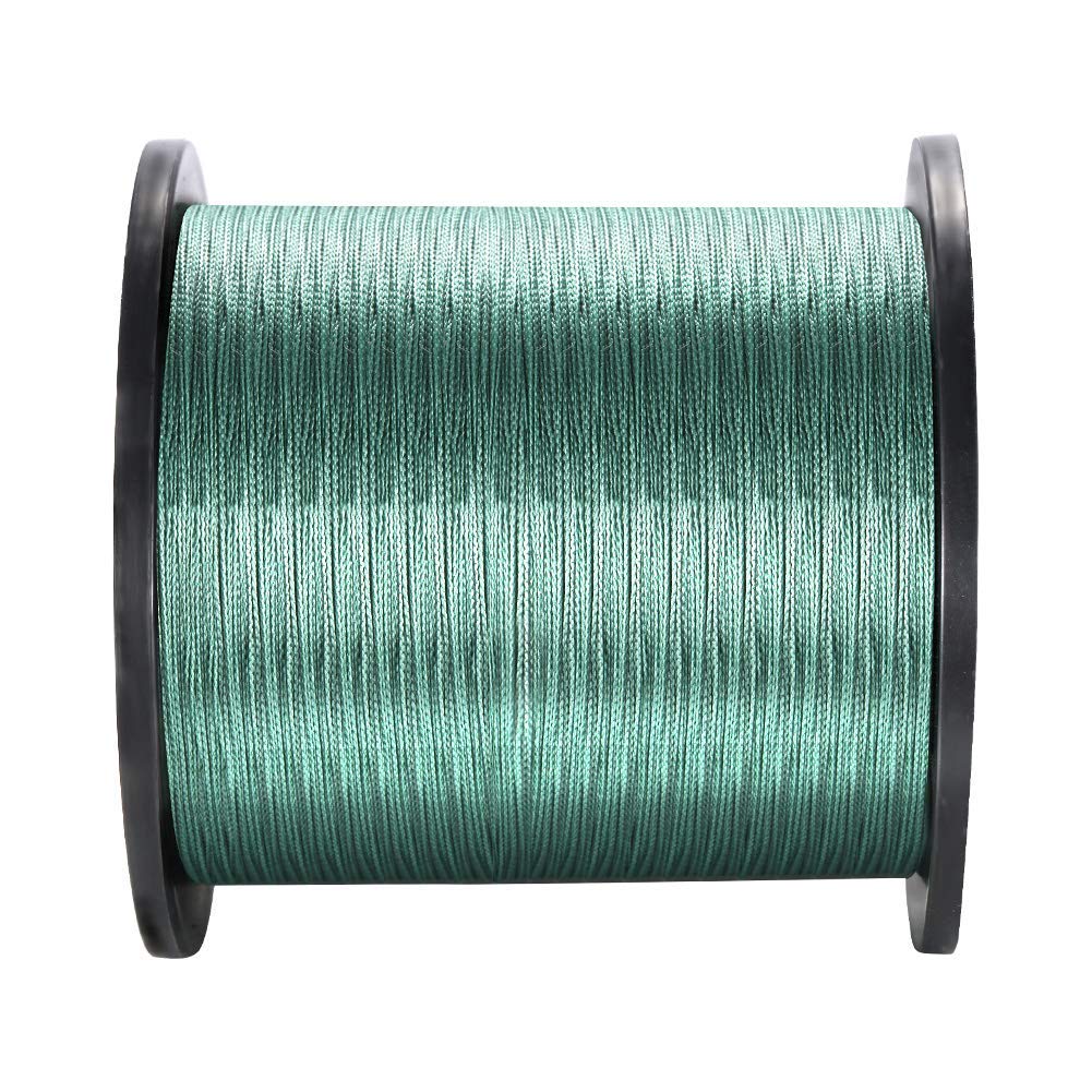 Ligne de pêche tressée Garvee, 4 brins, 1000 m, vert foncé, 0,23 mm, 20 lb, pour la pêche