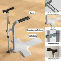 Garvee Aide à la verticalisation 2 en 1 pour seniors avec béquille réglable en hauteur, poignée de sécurité pour canapé ou fauteuil, aide à la vie quotidienne, capacité de charge de 150 kg, Blanc