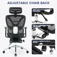 Garvee Chaise de bureau ergonomique avec repose-pieds, réglable, en maille respirante, dossier haut, noire