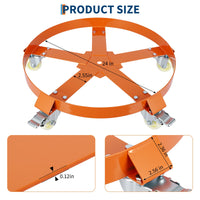 Chariot porte-fûts Garvee de 55 gallons – Châssis en acier galvanisé, système anti-basculement, freins et roues pivotantes, capacité de 567 kg