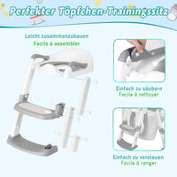 Siège de toilette enfant Garvee avec marchepieds, hauteur réglable, pliable, rembourré en PU, antidérapant, pour garçons et filles, blanc