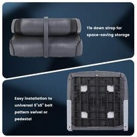 Garvee lot de 2 sièges de bateau pliants à dossier bas, mousse épaisse, PVC résistant, charnières aluminium, gris et noir