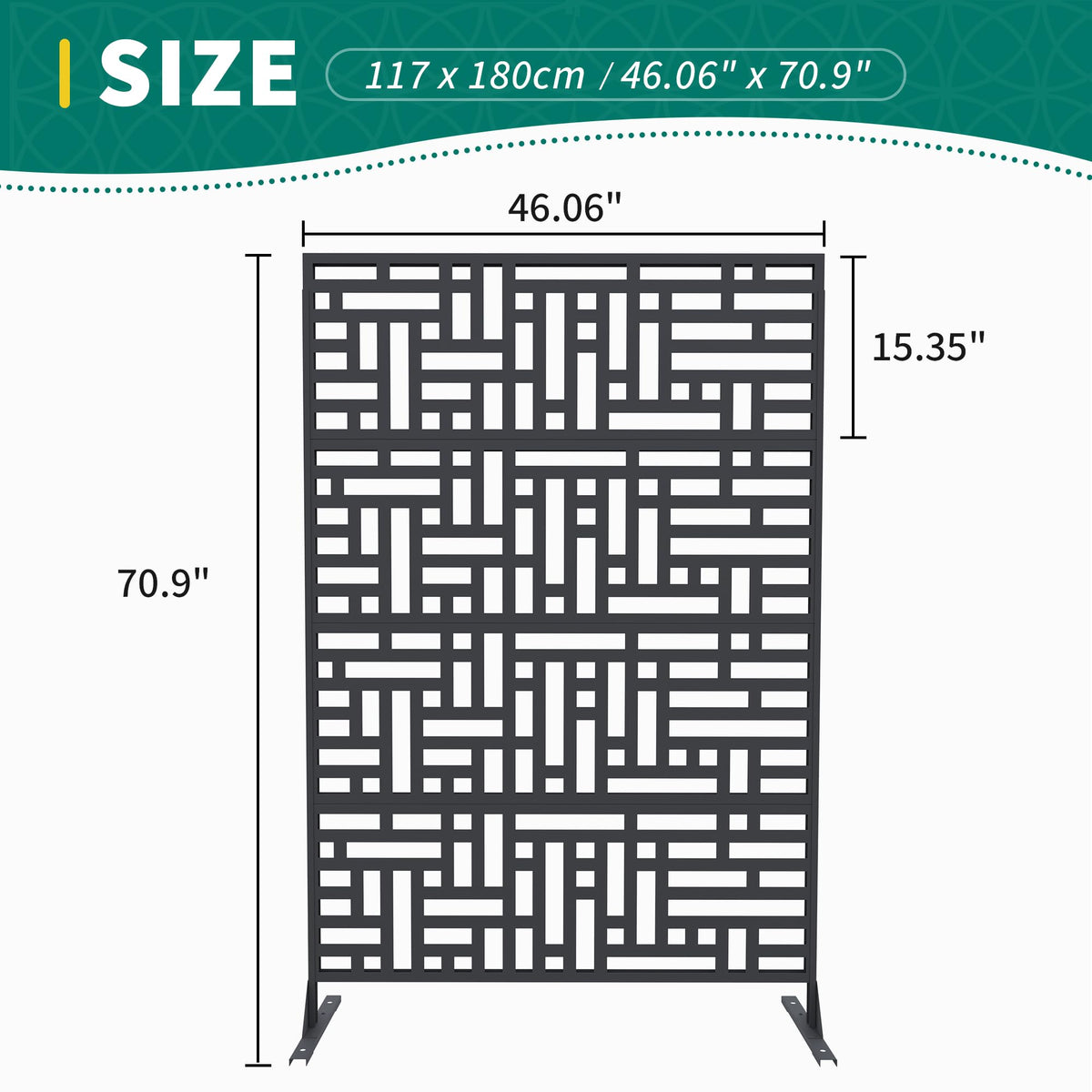 Garvee Clôture décorative en métal pour jardin, 183 cm de hauteur, antirouille, en aluminium, formes géométriques, pour cour et piscine