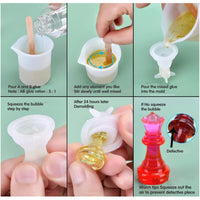Jeu d'échecs Garvee en silicone (3 pièces) – Pièces et échiquier 3D pour loisirs créatifs, enfants et adultes, transparent