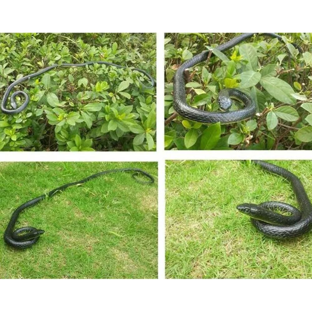 Serpent en caoutchouc réaliste Garvee, 132 cm, souple, pour protéger le jardin, Halloween et les fêtes, noir et jaune.