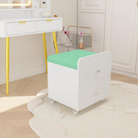 Tabouret de coiffeuse Garvee avec rangement, siège rembourré, tiroir, vert, pour chambre et salon