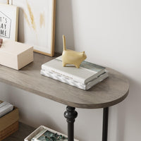 Table console d'entrée Garvee à 2 niveaux, structure en métal, MDF, design rustique, polyvalente, idéale pour le couloir et le salon.