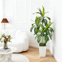 Arbre dragon artificiel Garvee 150 cm avec pot de fleurs blanc pour salon, balcon ou bureau, décoration tropicale verte
