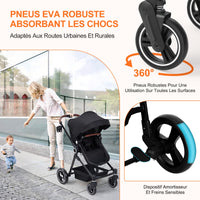 Garvee Poussette Bébé 2 en 1 S600, Assise Haute Vision, Système de Voyage Compact et Léger, Réversible, Pliable, Noir