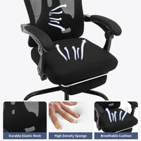 Chaise de bureau ergonomique Garvee avec soutien lombaire réglable, repose-pieds, maille respirante, idéale pour le bureau et le gaming, réglable, noire
