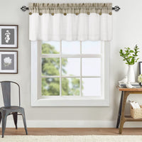 Rideau court patchwork Garvee Vitrage avec boutons décoratifs, semi-transparent, beige, 132 x 38 cm, pour cuisine