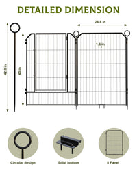 Garvee Parc pour Chien 102 cm, 8 Panneaux en Métal Robuste, Enclos Intérieur/Extérieur pour Chiot, Camping-Car, Jardin et Cour