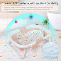 Baignoire bébé GARVEE, pliable et peu encombrante, avec thermomètre et tapis antidérapant pour nouveau-nés et jeunes enfants, rose