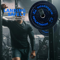 Disques de musculation Garvee de 20 kg (45 lb), disques en caoutchouc de 5 cm (2 pouces) avec anneau en acier pour l'entraînement à domicile, poids colorés, amortissants
