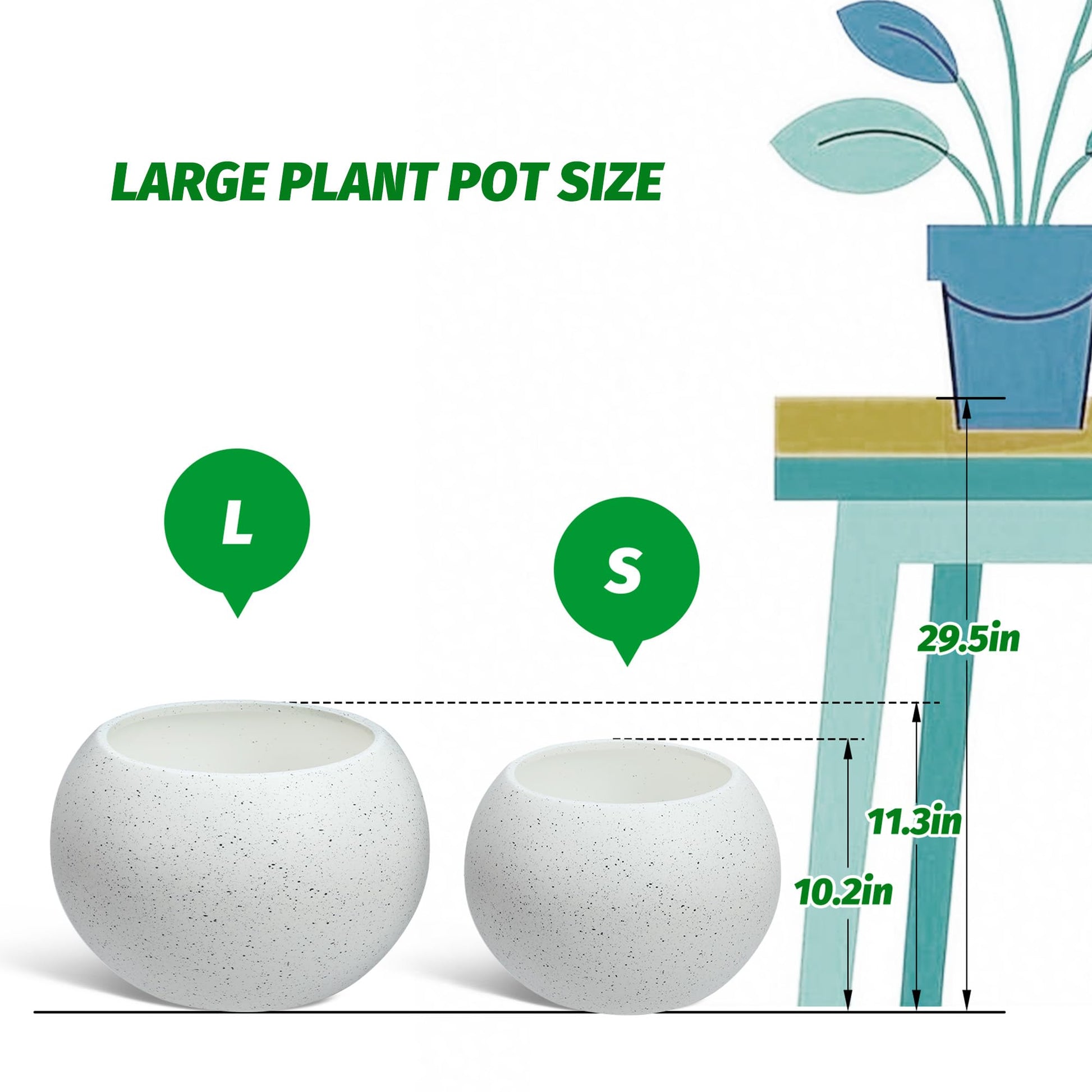 Jardinières rondes à arrosage automatique Garvee, ouverture de 25 cm avec indicateur de niveau d'eau, pour une utilisation intérieure et extérieure, matériau durable, ventilation, polyvalentes