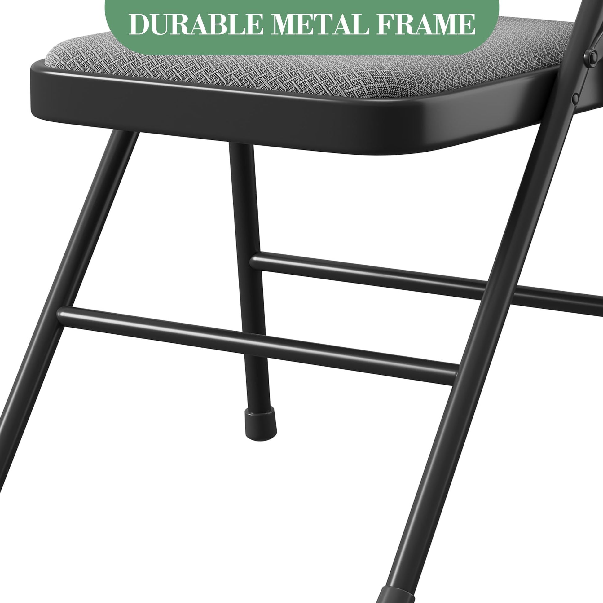 Ensemble de 2 chaises pliantes Garvee avec revêtement en cuir PU rembourré, structure en métal, ergonomiques, pliables, pieds antidérapants, grises, pour le bureau et l'extérieur