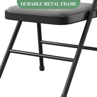 Ensemble de 2 chaises pliantes Garvee avec revêtement en cuir PU rembourré, structure en métal, ergonomiques, pliables, pieds antidérapants, grises, pour le bureau et l'extérieur