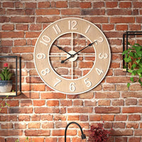 Horloge murale silencieuse GARVEE grand format 60 cm, style moderne imitation bois, résistante aux intempéries, idéale pour la cuisine, le salon, le bureau ou le bar.