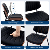 Chaises de salle à manger Garvee, lot de 2, style moderne milieu du siècle, revêtement en similicuir, confortables et ergonomiques, pieds en bois et métal, pour la cuisine et la salle à manger, marron