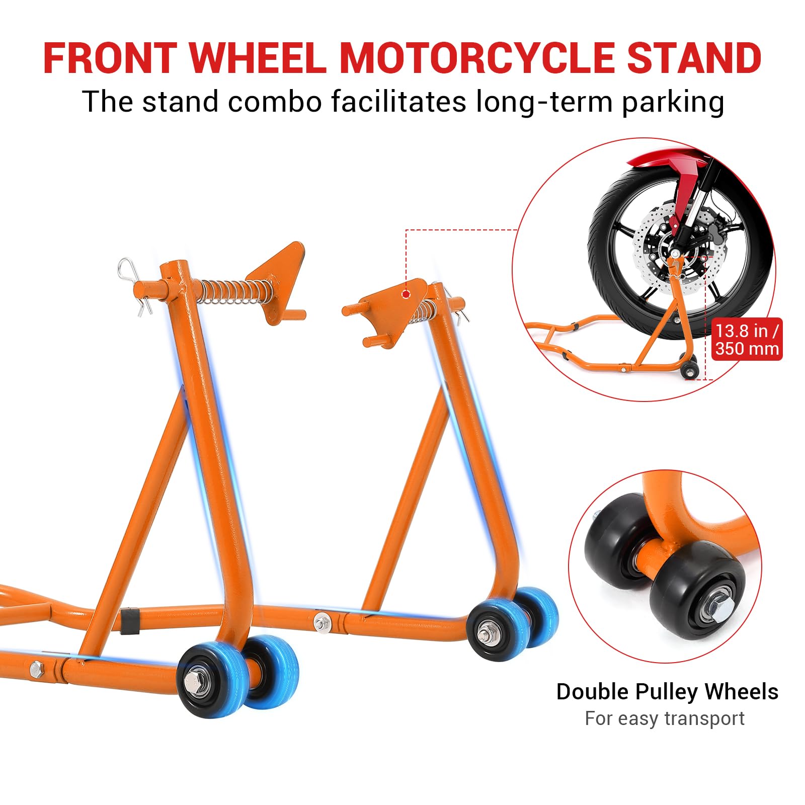 Support de moto Garvee, capacité de charge 385 kg, largeur réglable, robuste, en fer, universel, pour atelier ou maison, noir