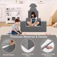 Canapé de jeu Garvee pour enfants, 6 pièces, modulaire, en mousse haute densité, housse amovible en microfibre, gris foncé, pour salle de jeux et chambre, 100 cm (L) x 50 cm (P) x 40 cm (H)