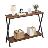 Console Garvee avec étagère, table d'entrée étroite et table de canapé, salon et couloir, design moderne, durable et peu encombrante - Couleur rétro