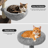 Arbre à chat Garvee 146 cm avec bac à litière intégré, maison pour chat 2 en 1, bois MDF, style moderne, gris et chêne.