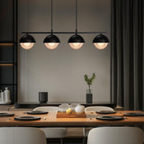 Suspension Garvee moderne à 4 lumières pour table à manger, en métal noir, hauteur réglable, style industriel rétro, pour salles à manger et cafés